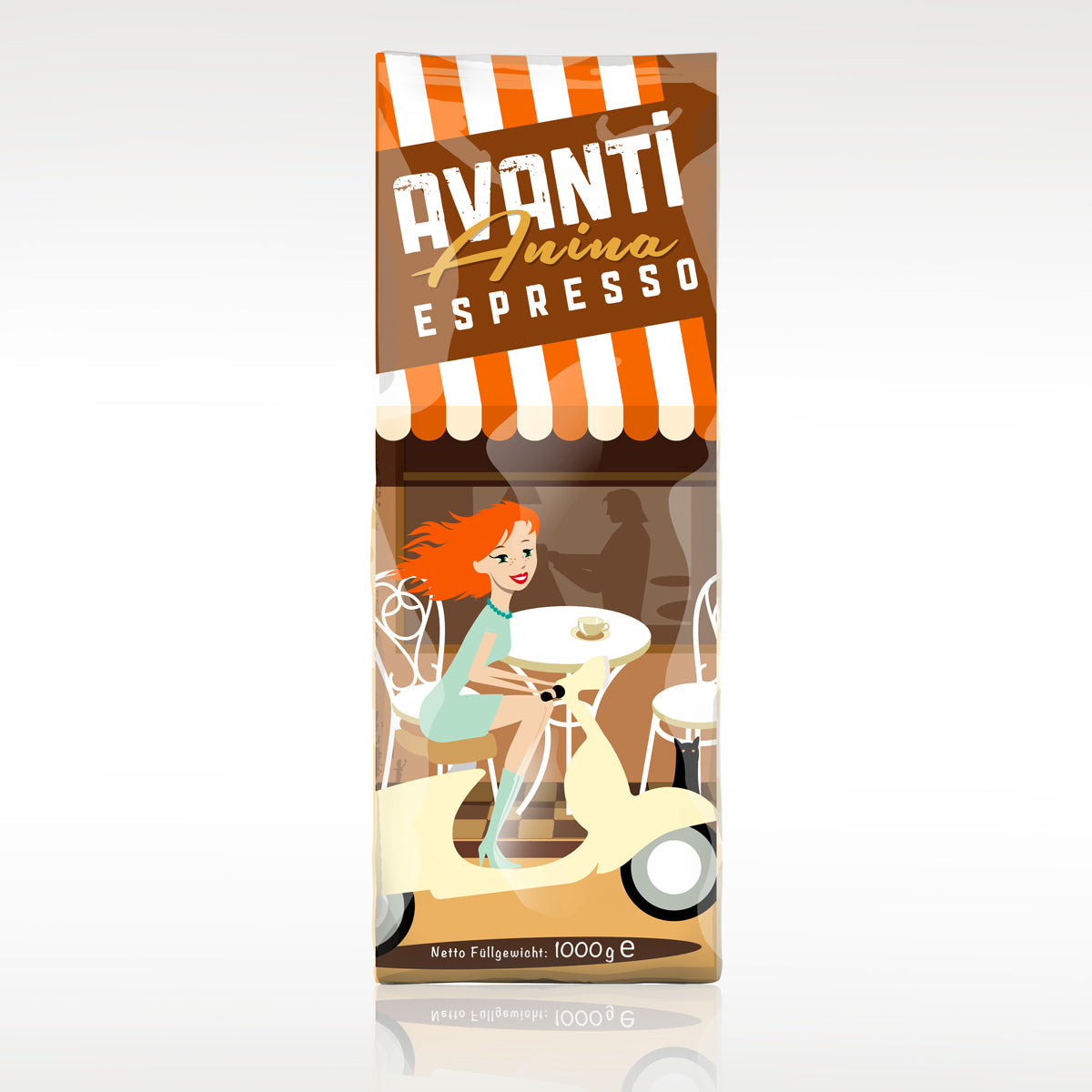 Caffè AVANTI ANINA Mild Espresso – 1 kg Beans (80% Arabica / 20% Robusta), Low Acidity, Swiss Drum Roasted