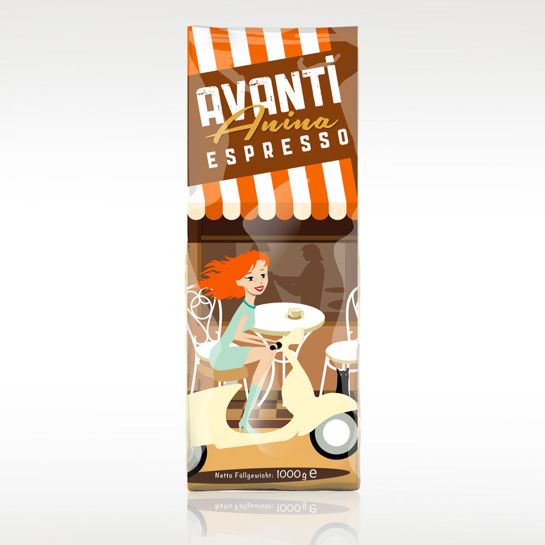 Caffè AVANTI ANINA Mild Espresso – 1 kg Beans (80% Arabica / 20% Robusta), Low Acidity, Swiss Drum Roasted