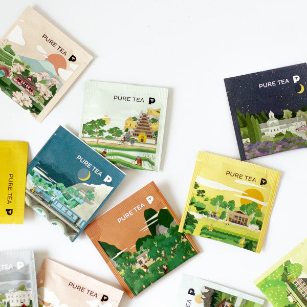 Sample Box "Fleur" - Organic Tea Taster Box by Pure Tea (14 Varieties, 14 Tea Bags)