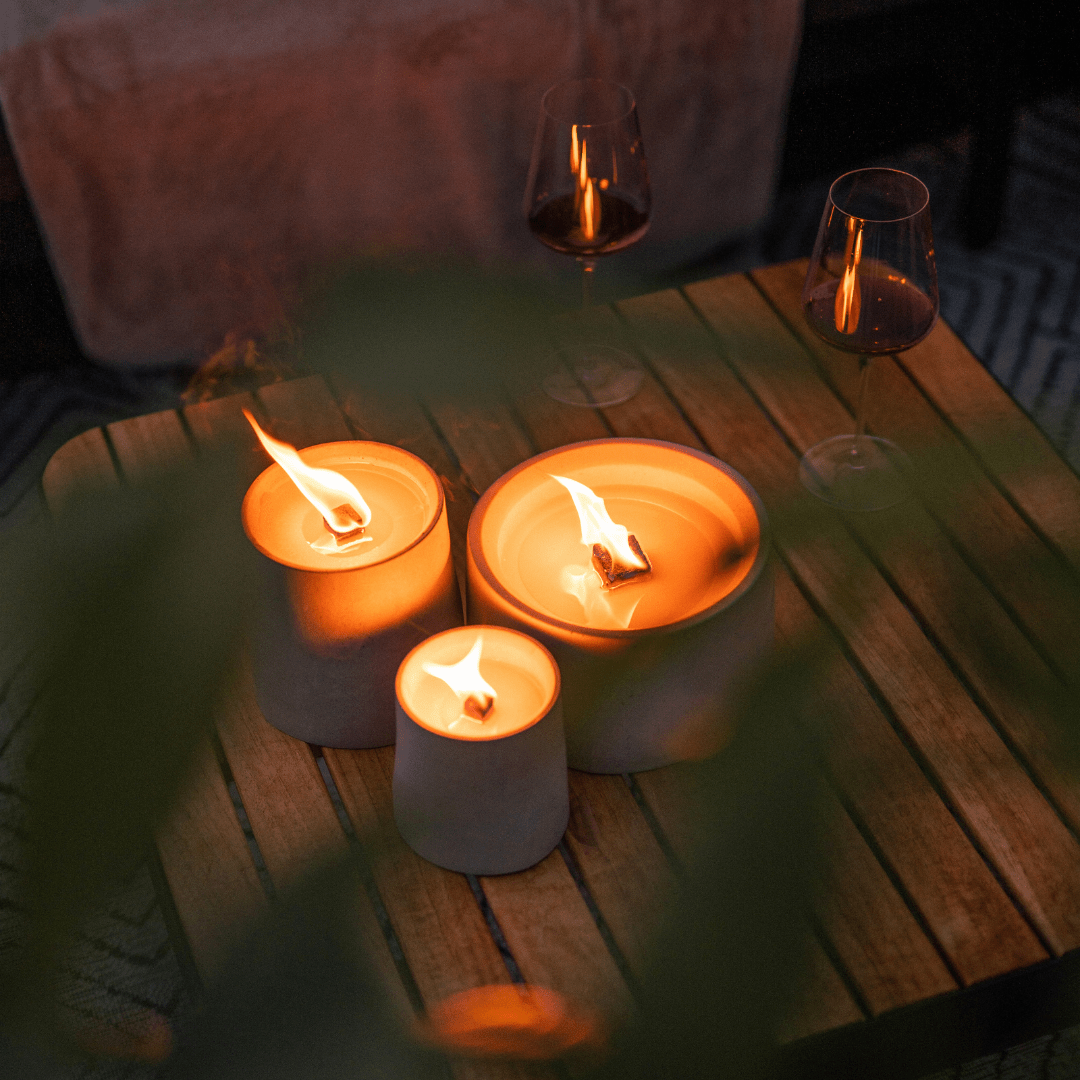 Dauerfeuer – stilvolle Outdoor-Kerze im 2er Set