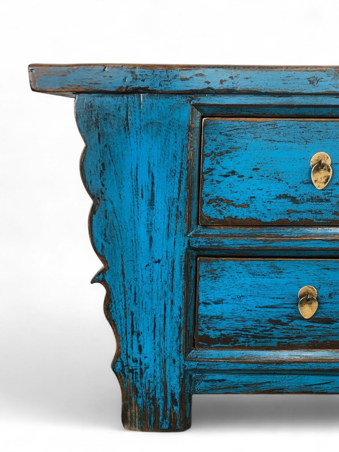 Vintage Asia Asian Lowboard Chest Bench Blue - Item 35208-1