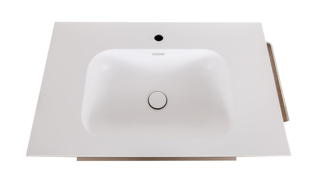 GEBA Vanity Unit with Sink, handleless, pre-assembled – in 80/90/100 cm width, colors Natural Oak or White