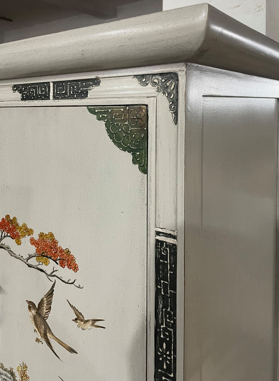 Vintage Asian Hand-Painted Cabinet Chest of Drawers - Item 2023-1