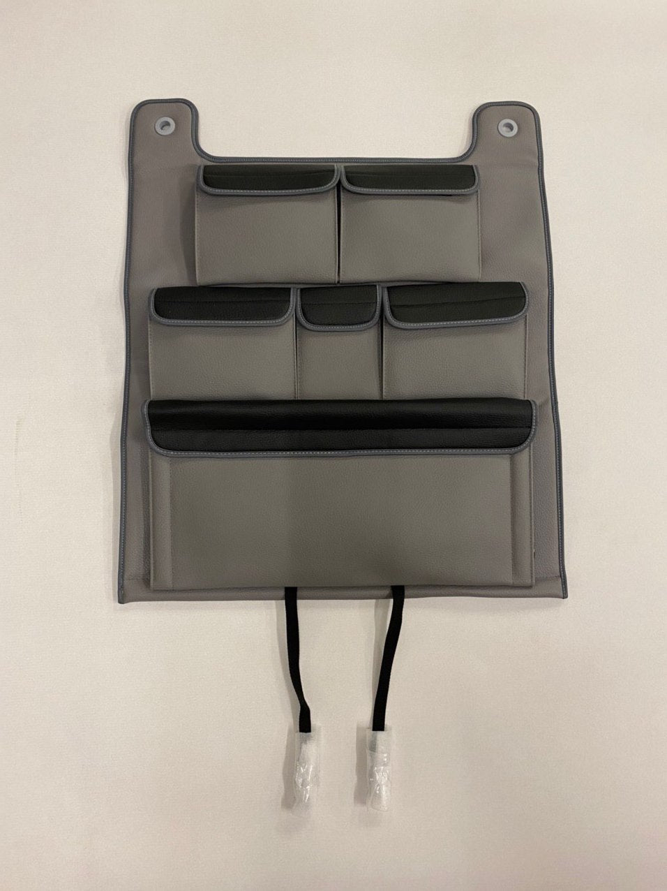 For VW T5 / T5.1 / T6 Transporter Double Back Seat Organizer (Grey with Black Lids)