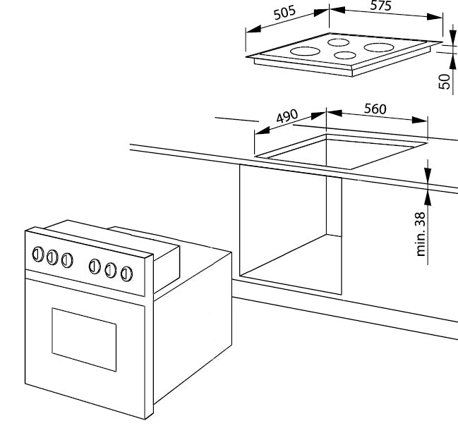 210cm GEBA Complete Kitchenette - pre-assembled with or without electrical appliances, niche back panel & LED lighting