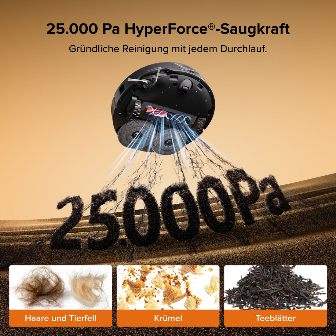 Roborock Qrevo Edge 2 - 25.000 Pa HyperForce-Saugkraft und Dual Anti-Tangle System