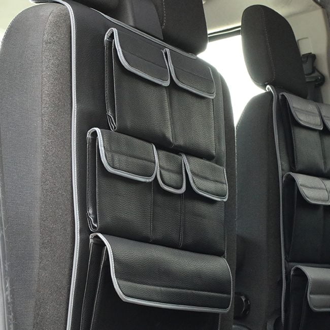 For VW T6 &amp; T6.1 Transporter Double Seat Back Organizer – Premium Leatherette Storage Solution