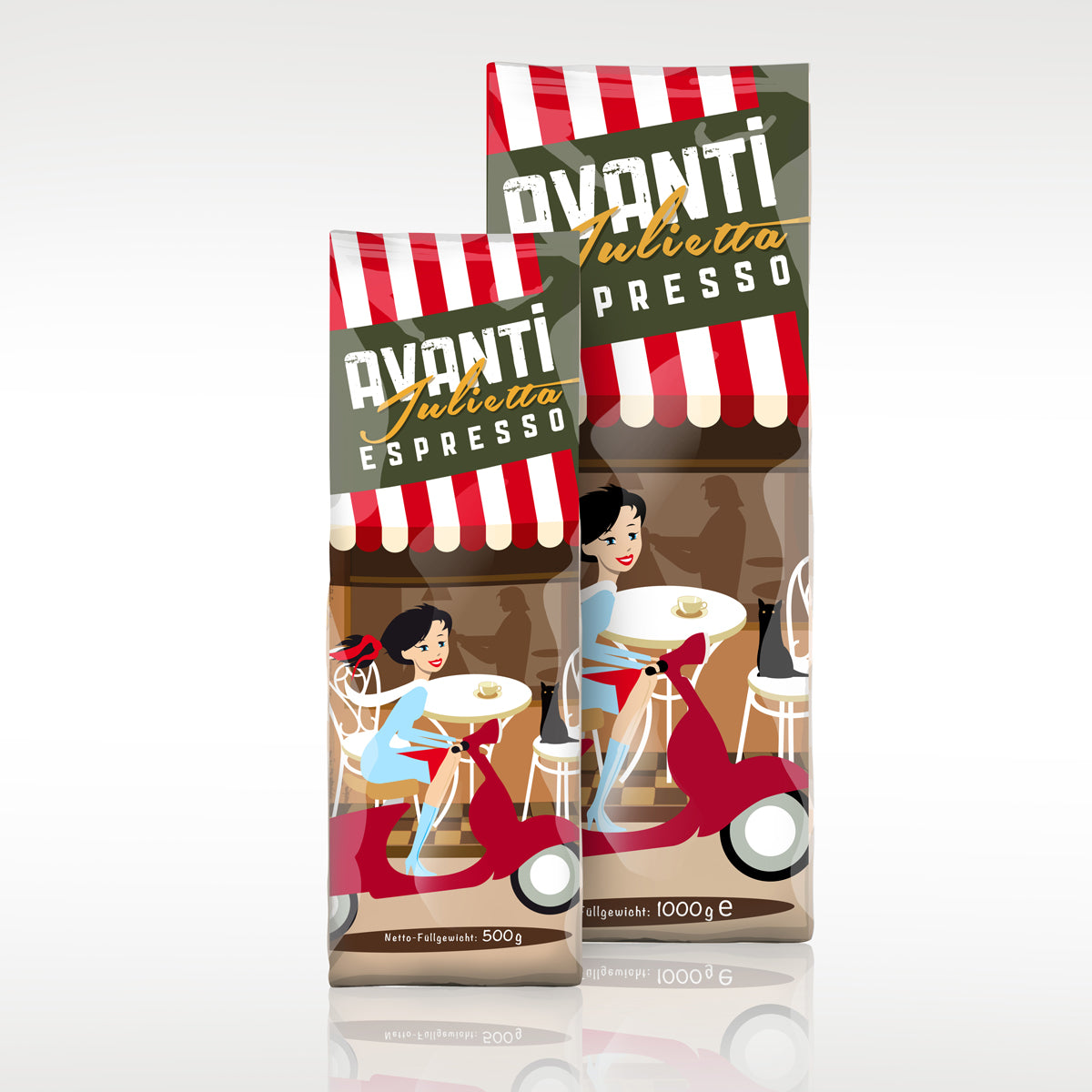 Caffè AVANTI Espresso "Julietta" – 1 kg beans (70% Arabica / 30% Robusta), strong & creamy, Italian drum roast