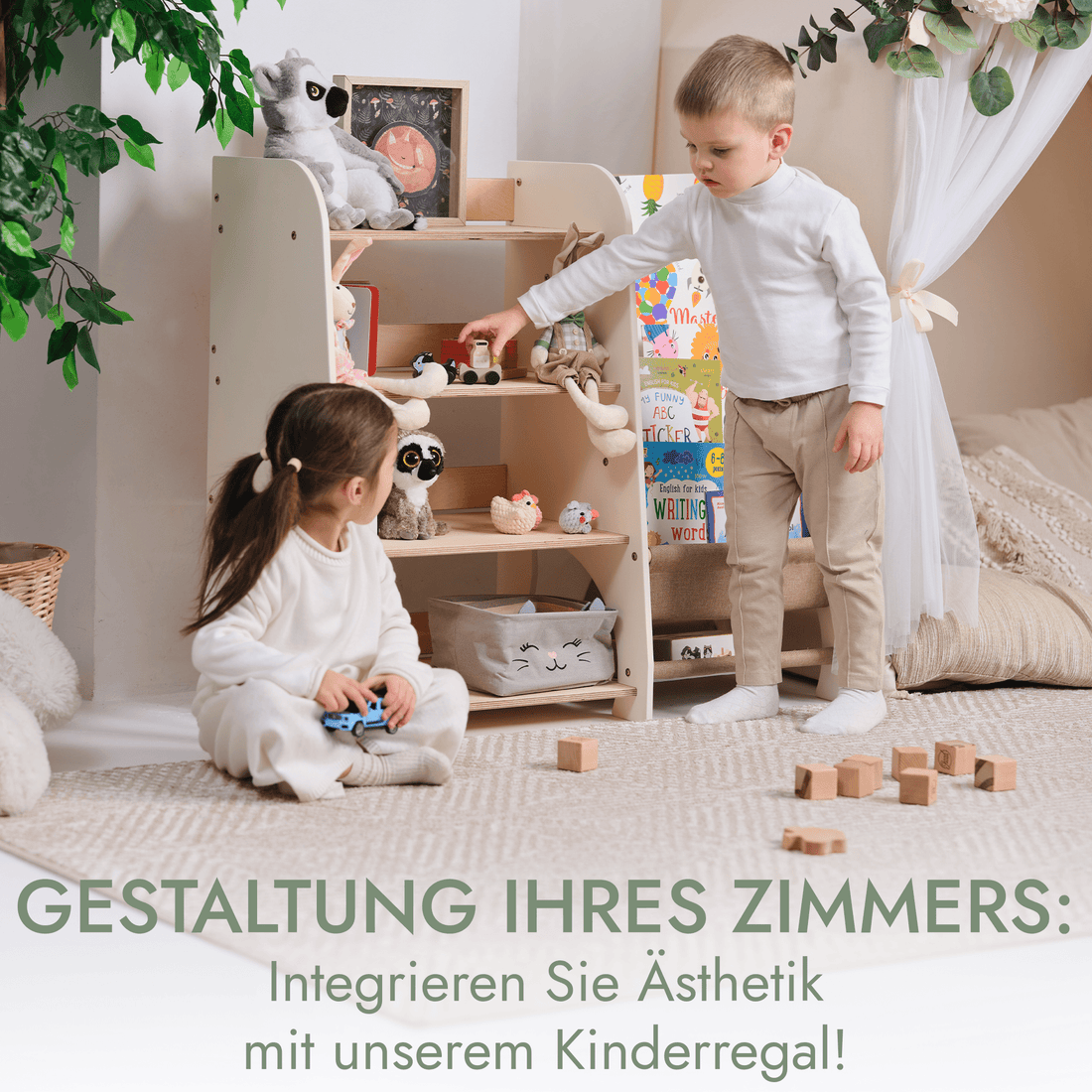2-in-1 Montessori Shelf for Books and Toys