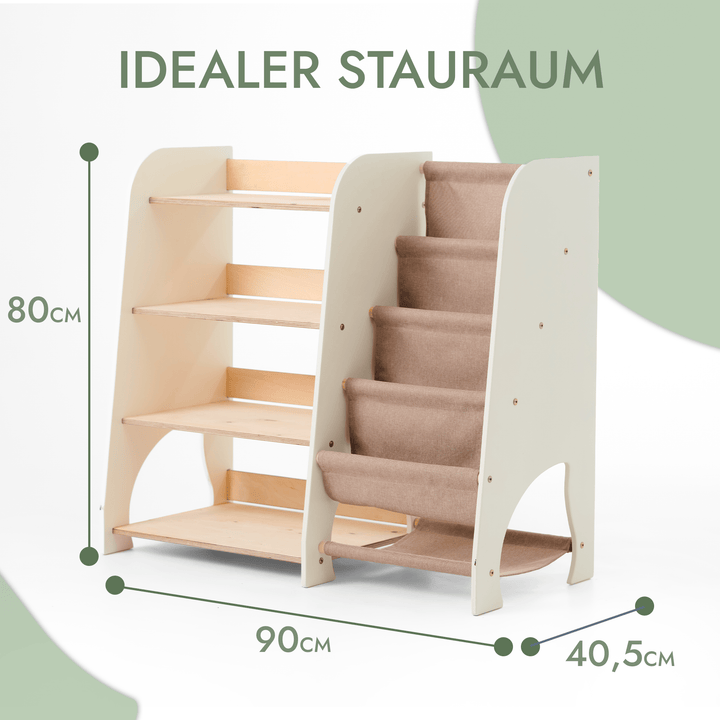 2-in-1 Montessori Shelf for Books and Toys