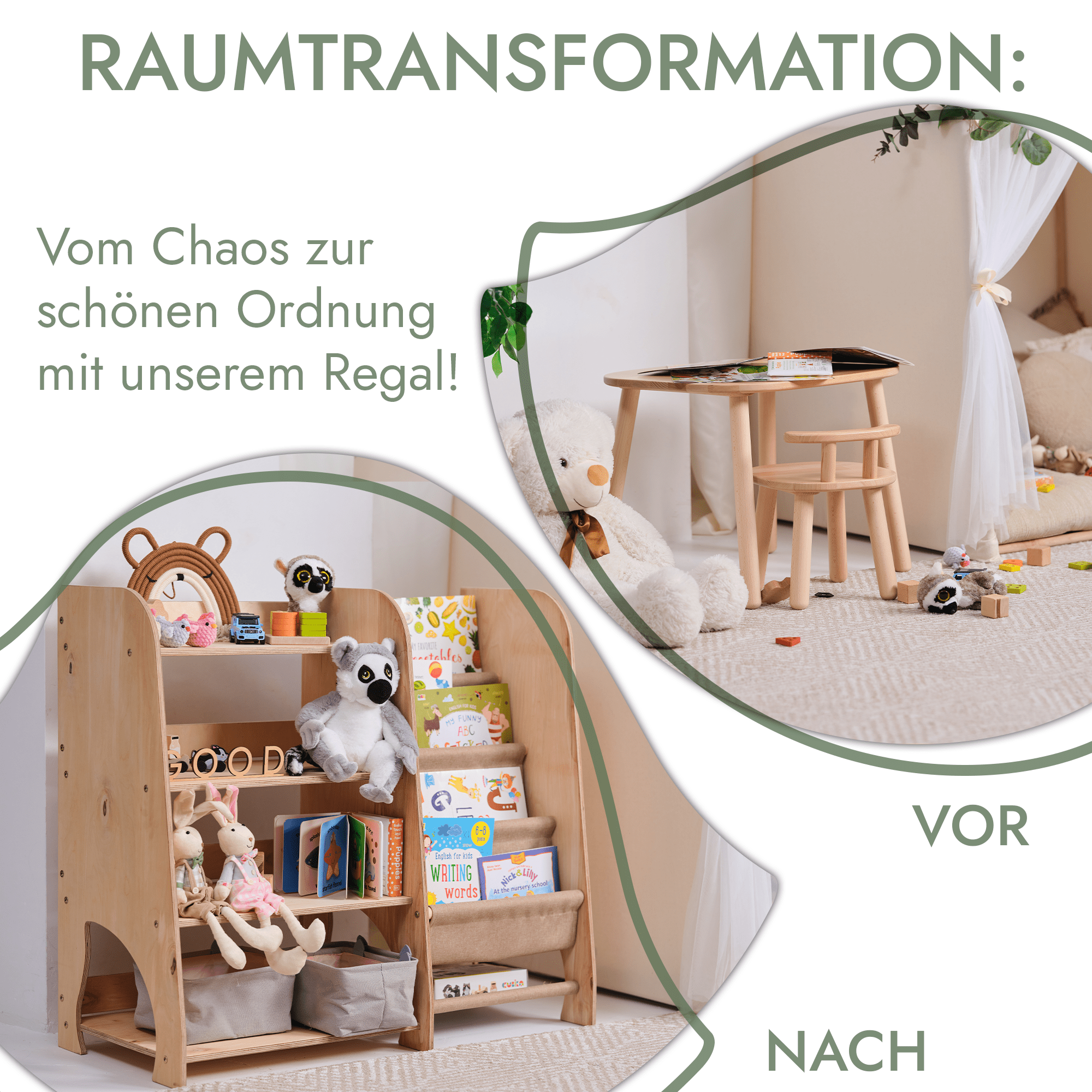 2-in-1 Montessori Shelf for Books and Toys