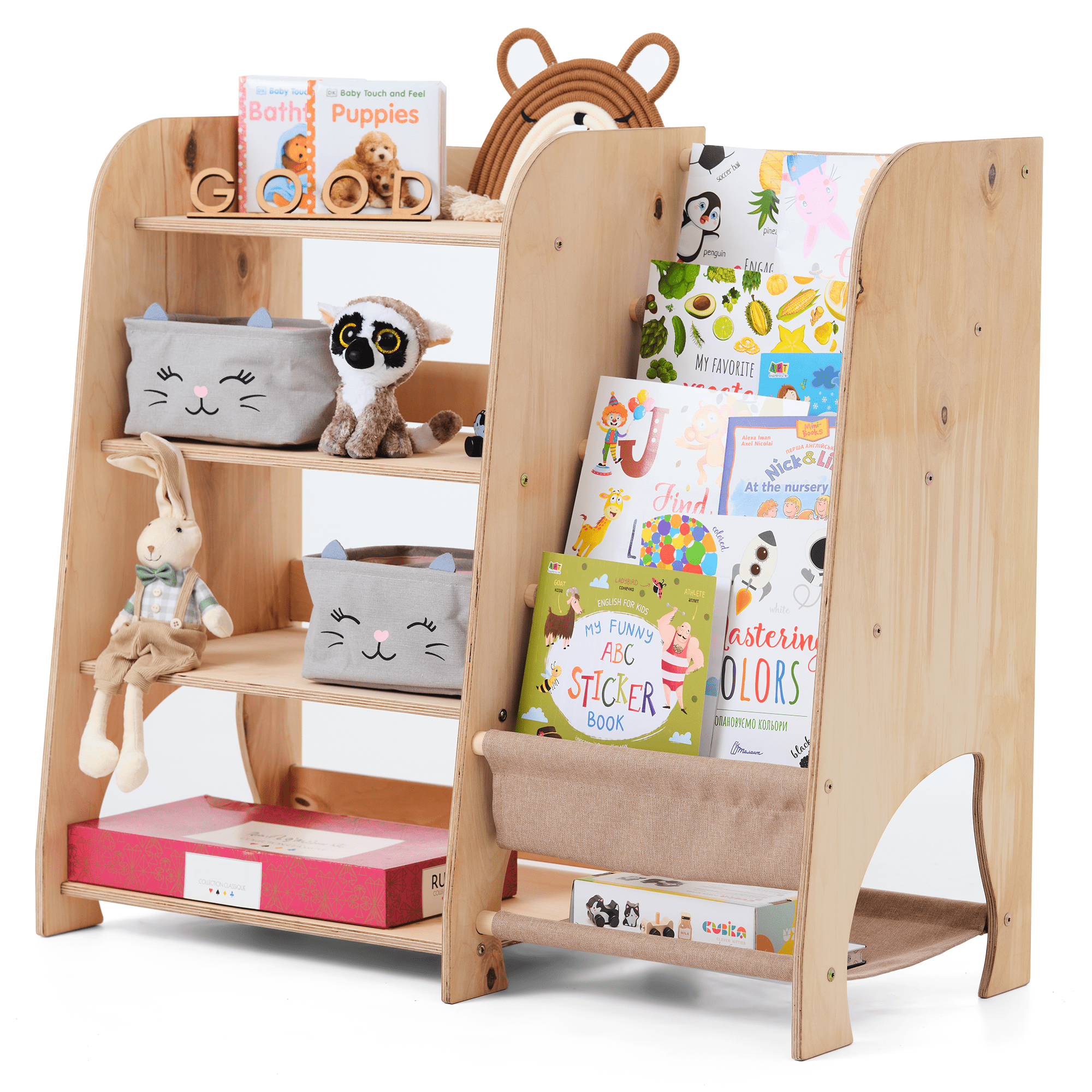 2-in-1 Montessori Shelf for Books and Toys