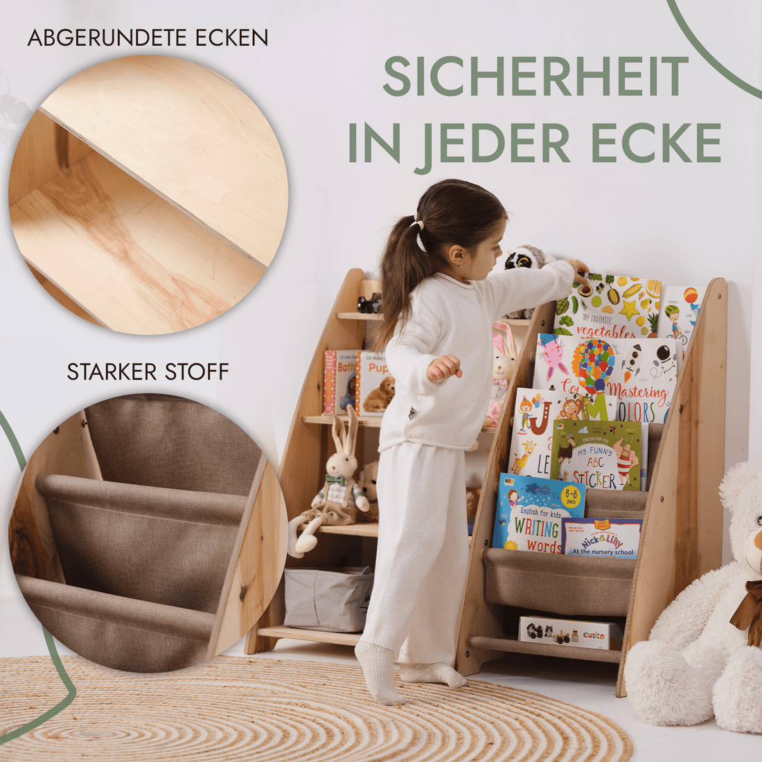2-in-1 Montessori Shelf for Toddlers – Books & Toys