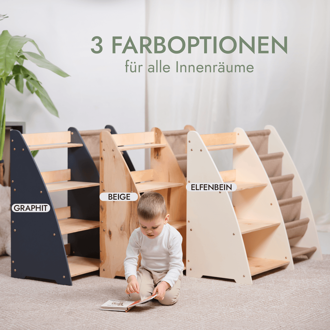 2-in-1 Montessori Shelf for Toddlers – Books & Toys