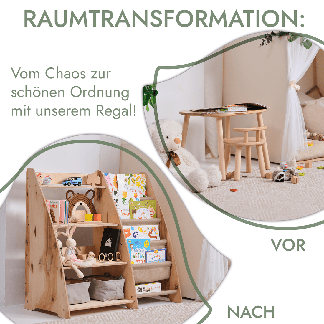 2-in-1 Montessori Shelf for Toddlers – Books & Toys