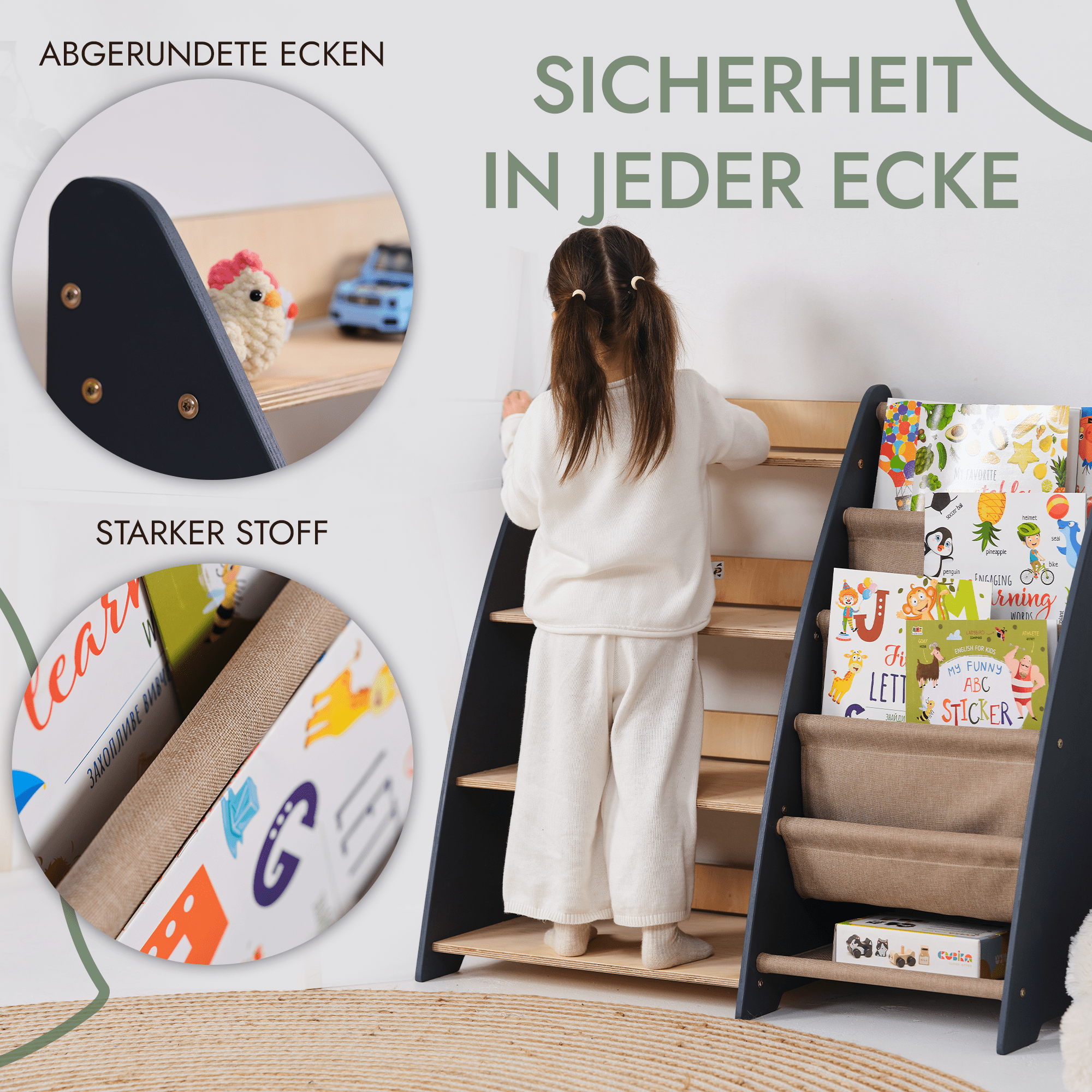 2-in-1 Montessori Shelf for Toddlers – Books & Toys