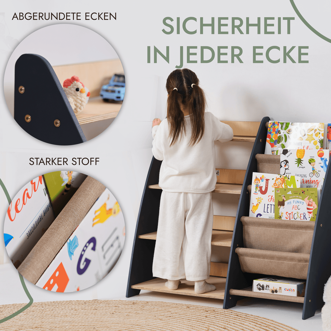 2-in-1 Montessori Shelf for Toddlers – Books & Toys