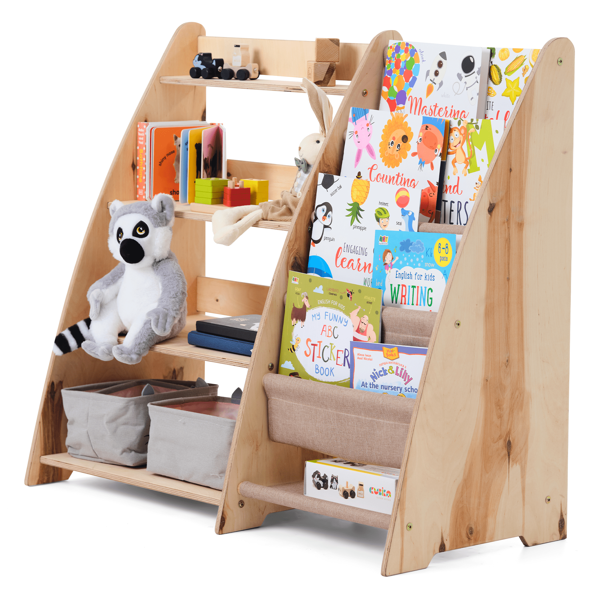 2-in-1 Montessori Shelf for Toddlers – Books & Toys