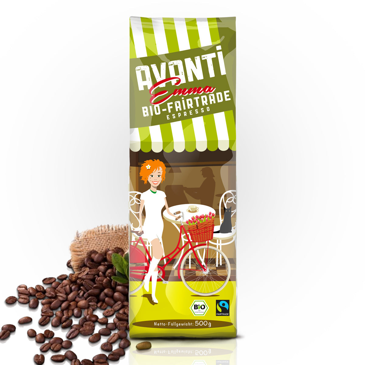 Caffè AVANTI EMMA Organic Fairtrade Espresso – 500 g Beans (80% Arabica / 20% Robusta), mild & fruity, Swiss Roast