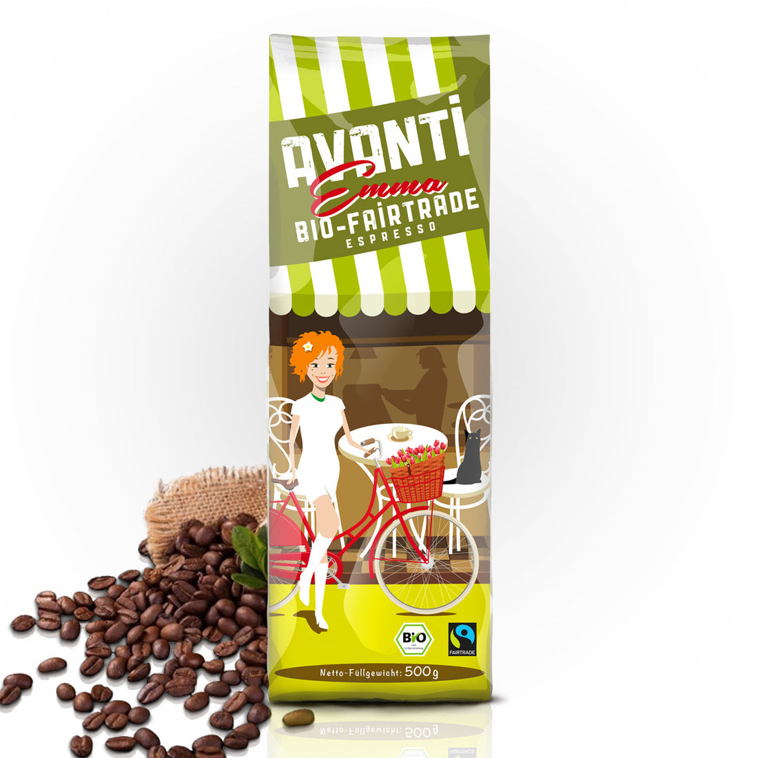 Caffè AVANTI EMMA Organic Fairtrade Espresso – 500 g Beans (80% Arabica / 20% Robusta), mild & fruity, Swiss Roast