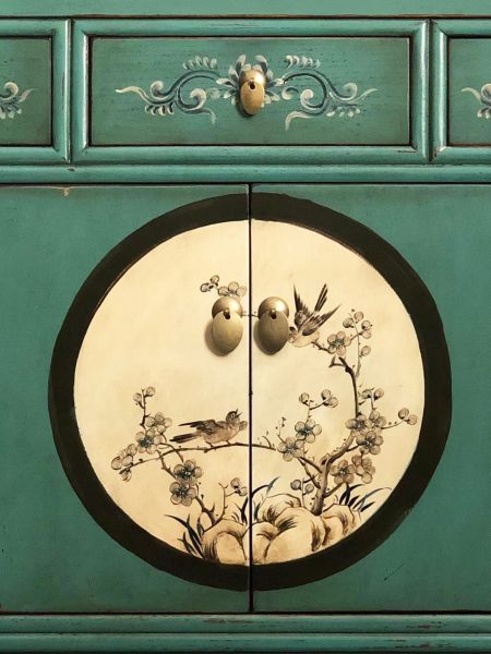 Vintage Asia Chinese Chest of Drawers Sideboard Shelf "Aurora" - Item 33082-10