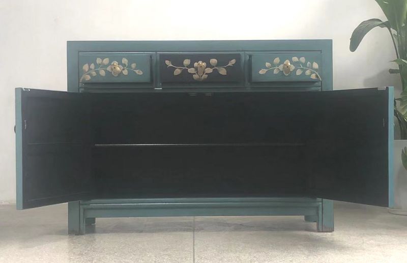 Vintage Asia Chinese Chest of Drawers Sideboard Shelf "Oceanflowers" - Item 33082-5
