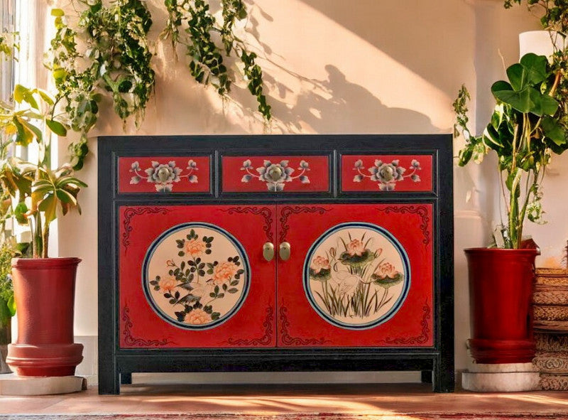 Vintage Asia Chinese Chest of Drawers Sideboard Cabinet "RedMagic" - Art. 33082-9