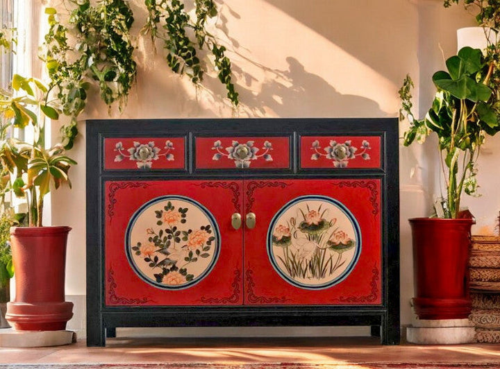 Vintage Asia Chinese Chest of Drawers Sideboard Cabinet "RedMagic" - Art. 33082-9