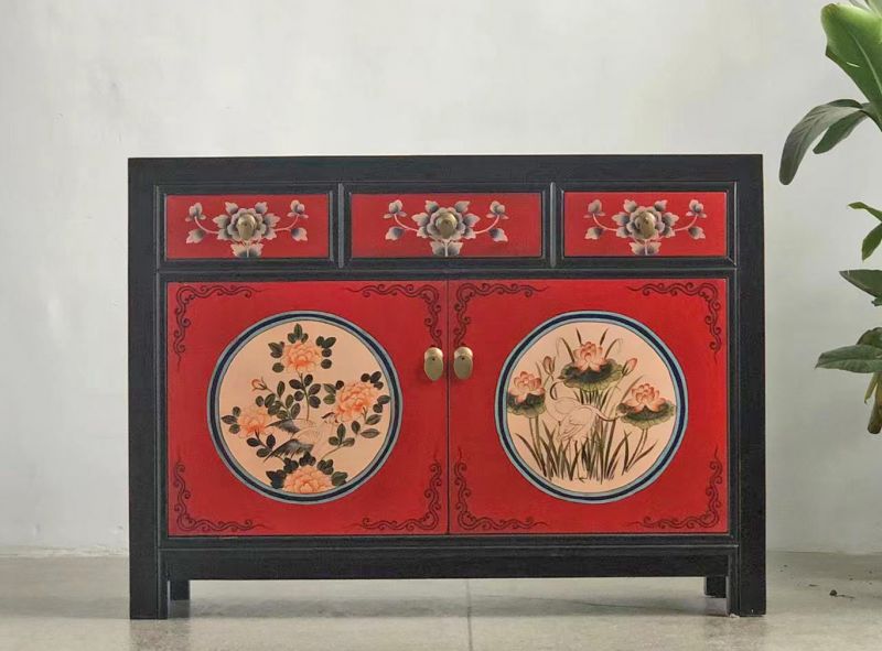 Vintage Asia Chinese Chest of Drawers Sideboard Cabinet "RedMagic" - Art. 33082-9