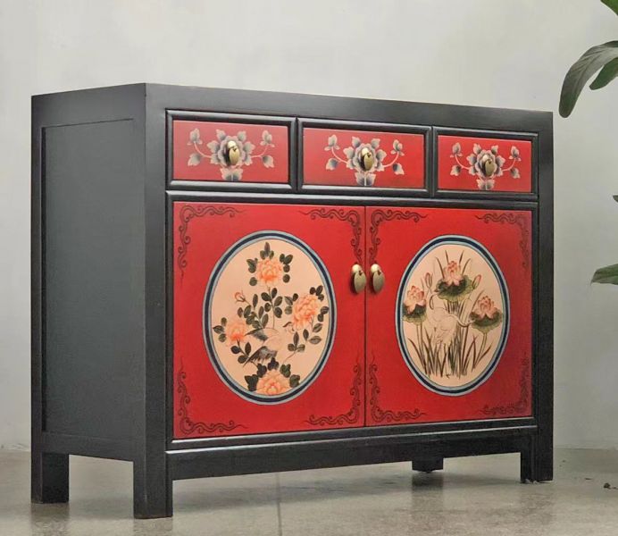 Vintage Asia Chinese Chest of Drawers Sideboard Cabinet "RedMagic" - Art. 33082-9