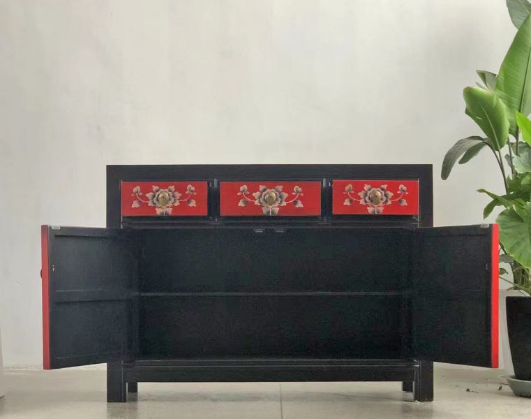 Vintage Asia Chinese Chest of Drawers Sideboard Cabinet "RedMagic" - Art. 33082-9
