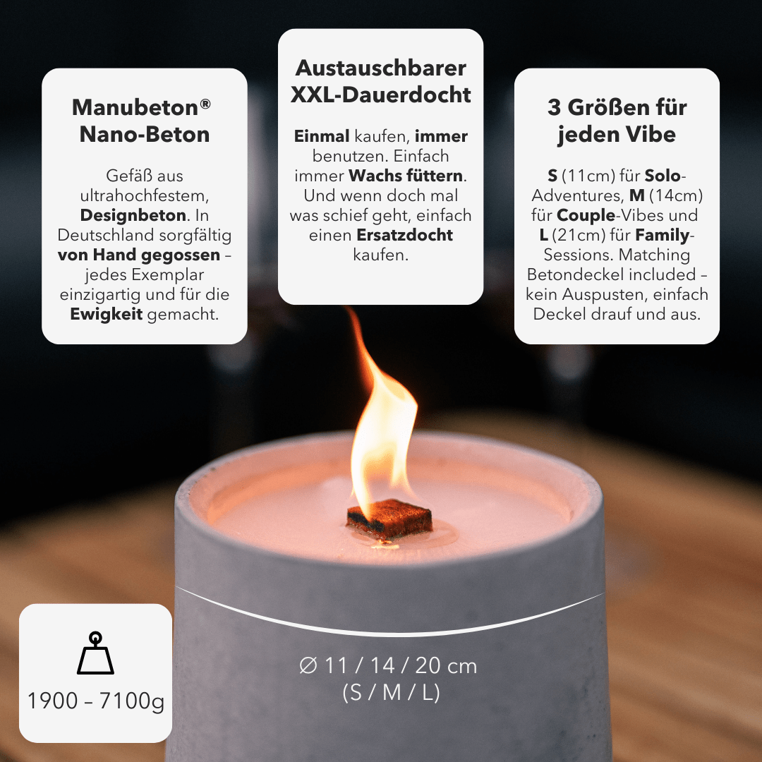 Dauerfeuer Outdoor im 3er Set – langlebige Kerzen für Terrasse, Balkon und Garten