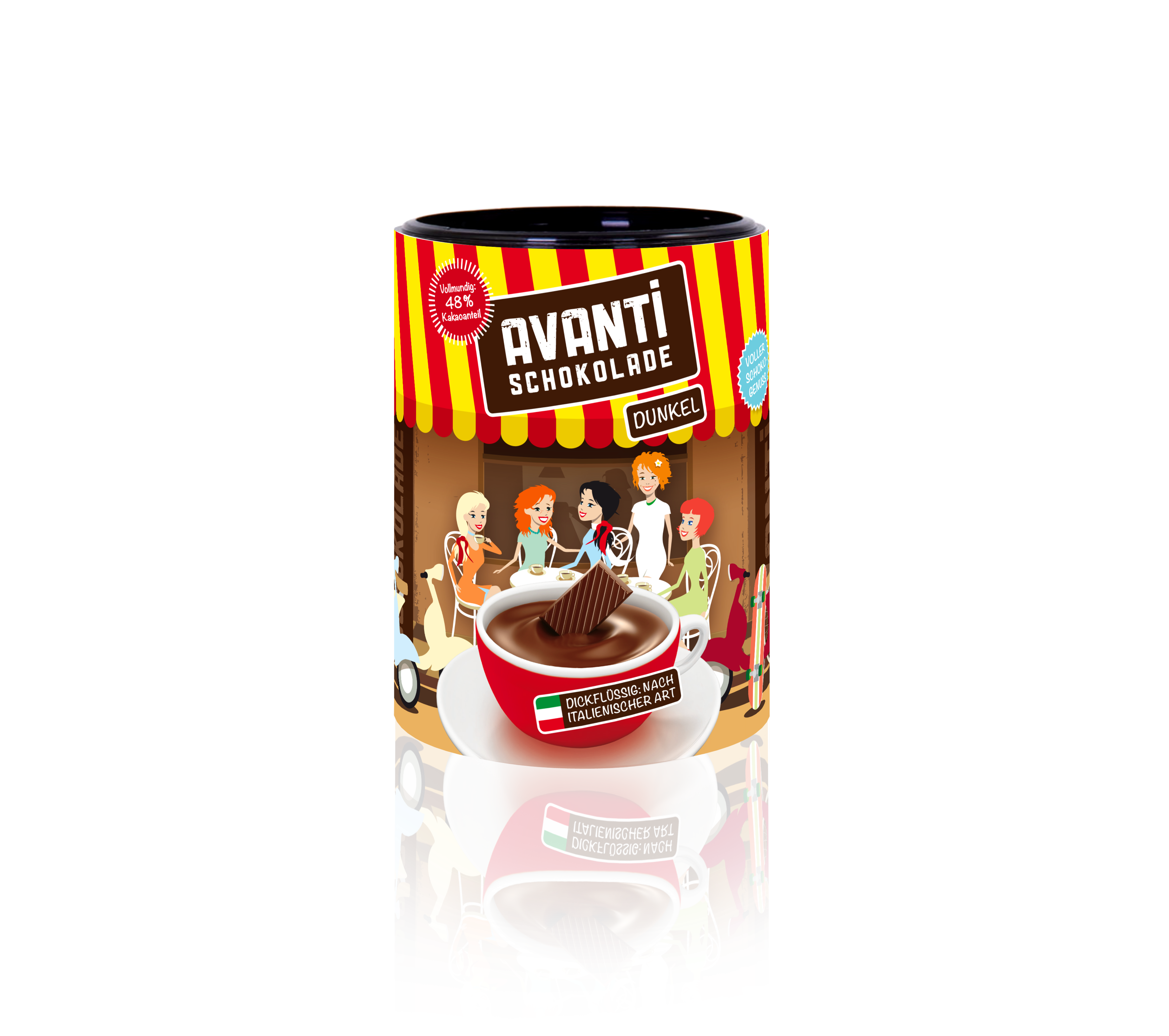 AVANTI Drinking Chocolate 4-Pack Mix – 4x400g Cans (White, Milk, Dark, Classic) – Italian Creamy & Additive-Free