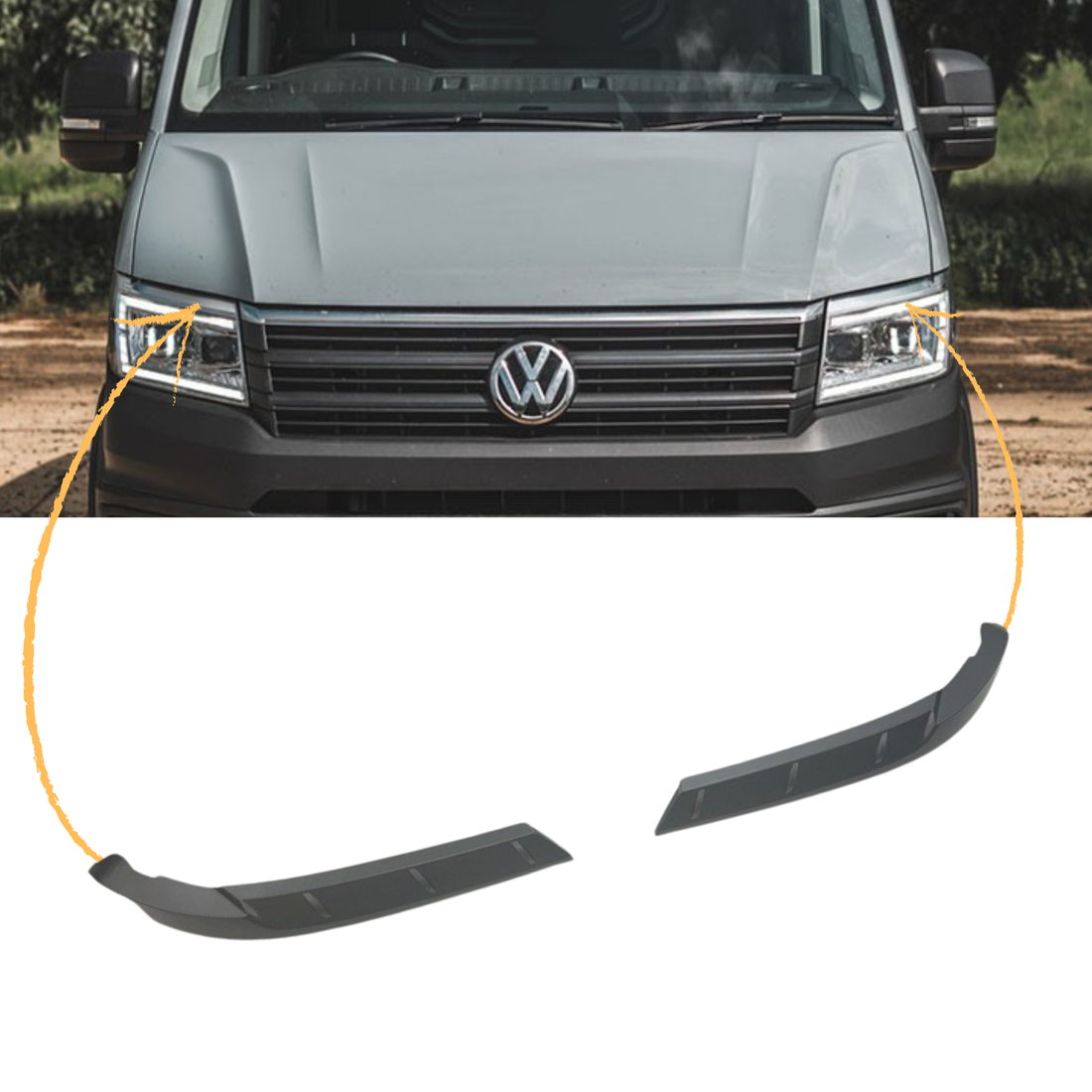 For MAN TGE Headlight Eyebrow Trim – Hammerite - Van Styling Accessory by Van-X
