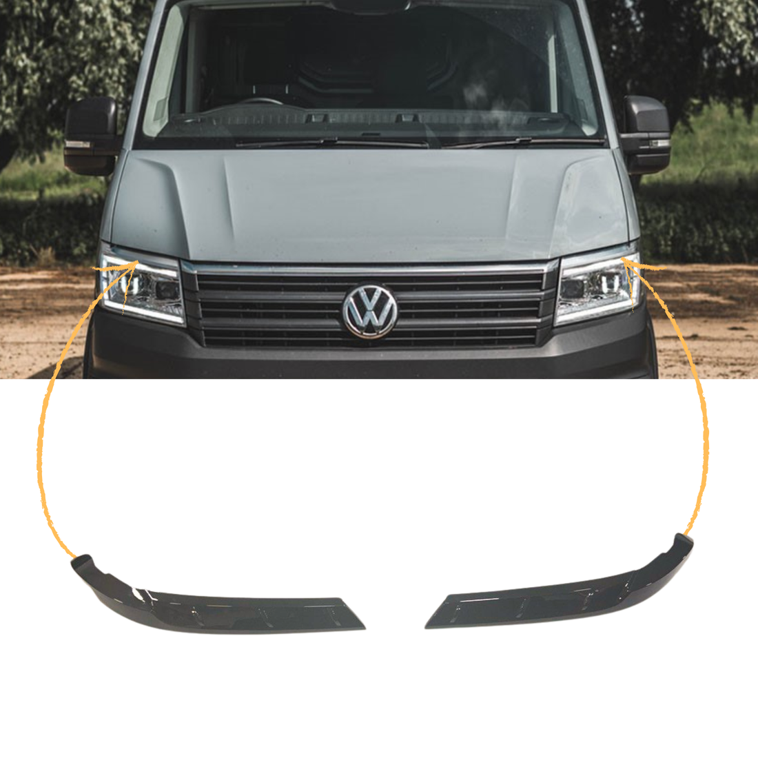 For MAN TGE Headlight Eyebrow Trim – Gloss Black - Van Styling Accessory by Van-X