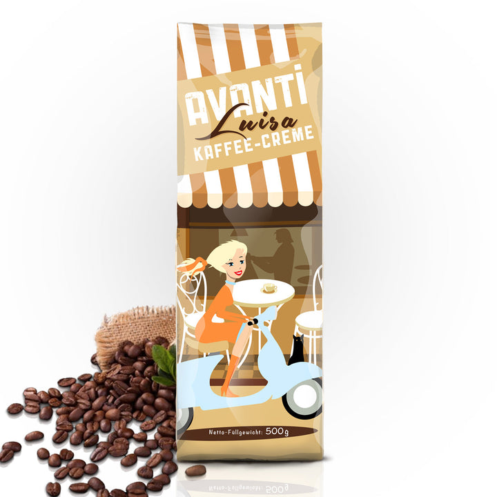 Caffè AVANTI LUISA Kaffee Crème – 500 g Beans (90% Arabica / 10% Robusta), mild & fruity, Swiss Roast
