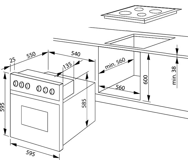 330cm GEBA Complete Kitchen Unit – pre-assembled with or without appliances, niche back panel & LED lighting