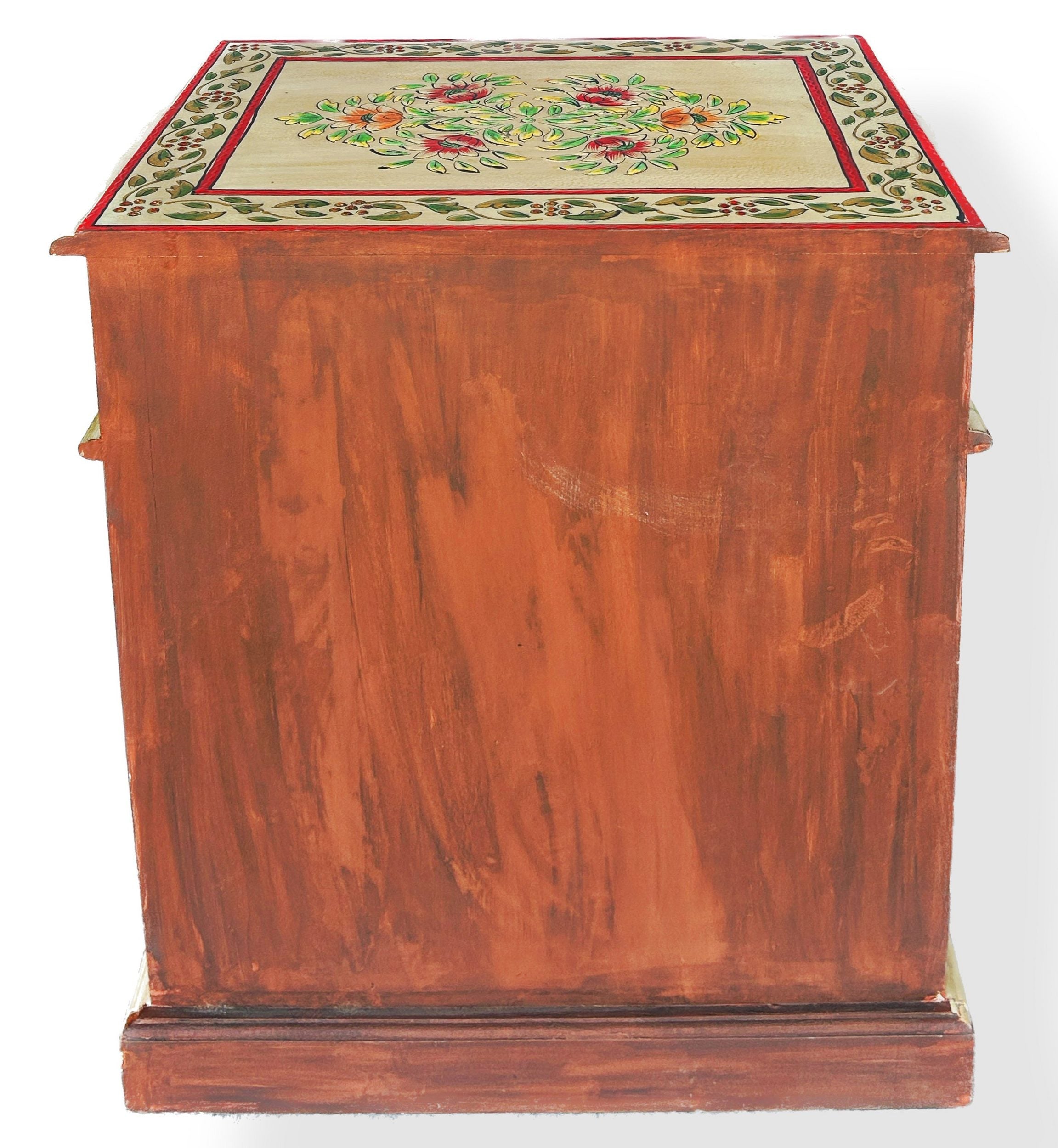 Vintage Asian Hand-Painted Indian Bedside Box - Item Chest_IRF