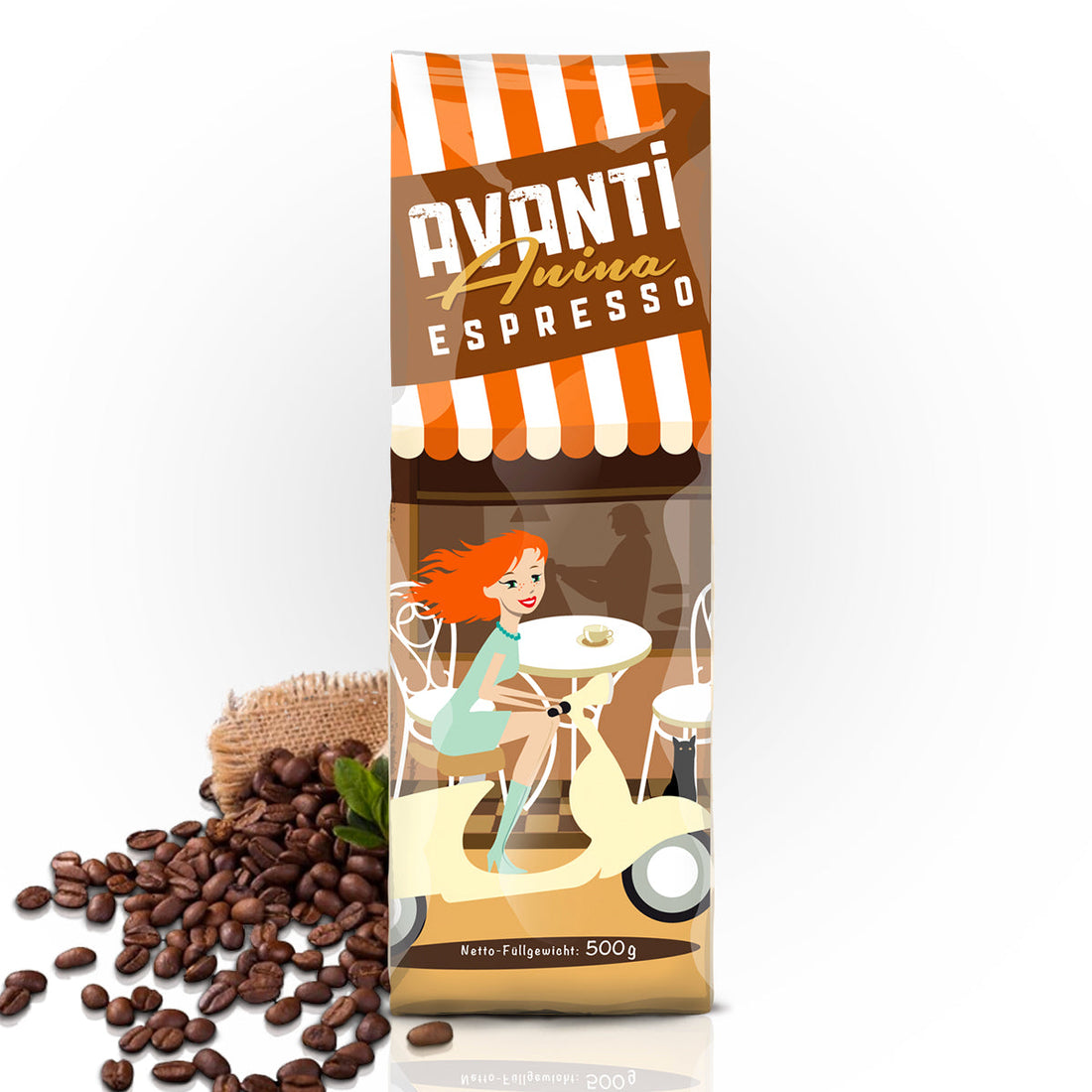 Caffè AVANTI Espresso "Anina" – 500g beans (80% Arabica / 20% Robusta), mild, low-acid, nutty & dark chocolate