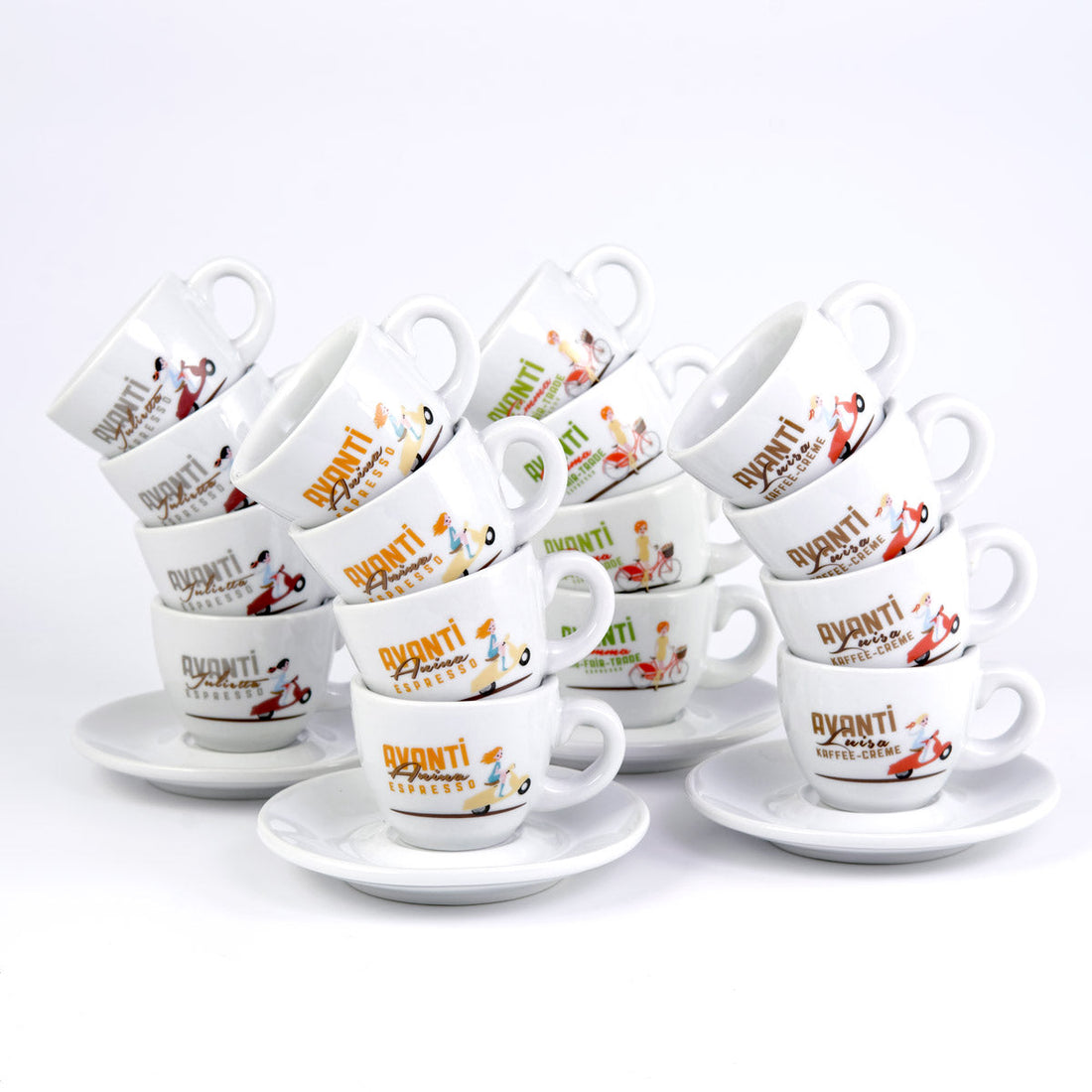 AVANTI Espresso Cup "EMMA" – Set of 2 Incl. Saucers, 70 ml, Thick-Walled & Robust