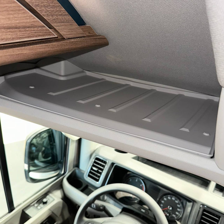 For VW Crafter Front Cab Shelf Light Gray Rubber Inserts – Storage Liner (2018+)