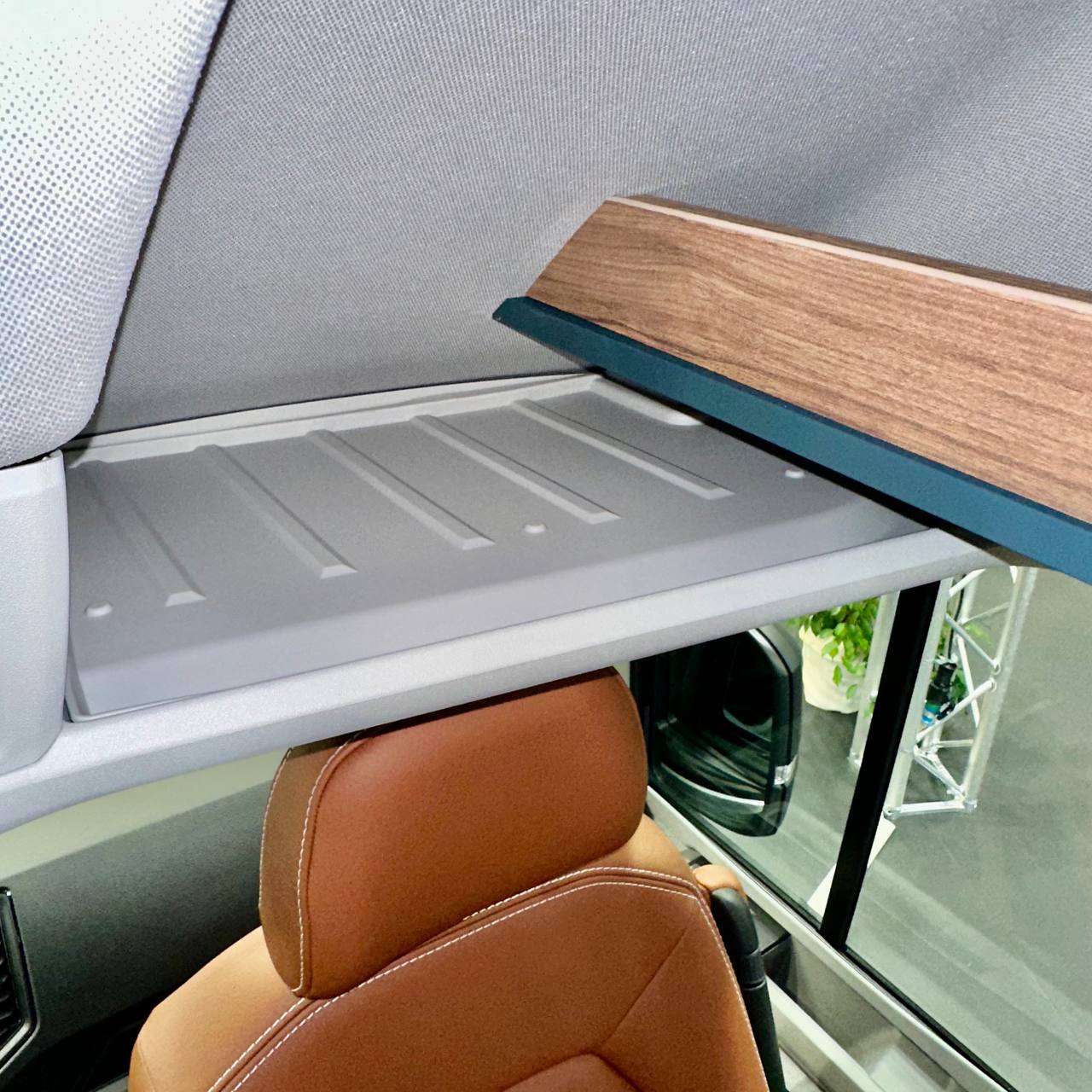 For VW Crafter Front Cab Shelf Light Gray Rubber Inserts – Storage Liner (2018+)