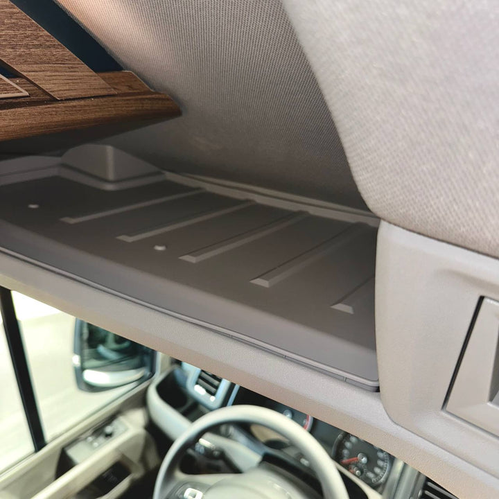 For VW Crafter Front Cab Shelf Light Gray Rubber Inserts – Storage Liner (2018+)