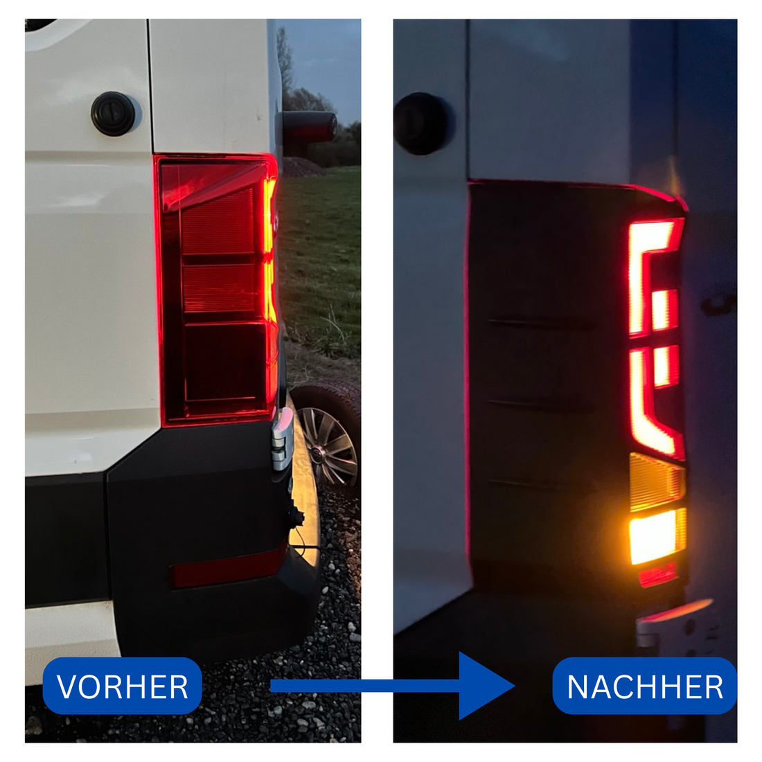 For VW Crafter Rear Light Guards - Hammerite Ultimate Matte Black (2018 Onwards)