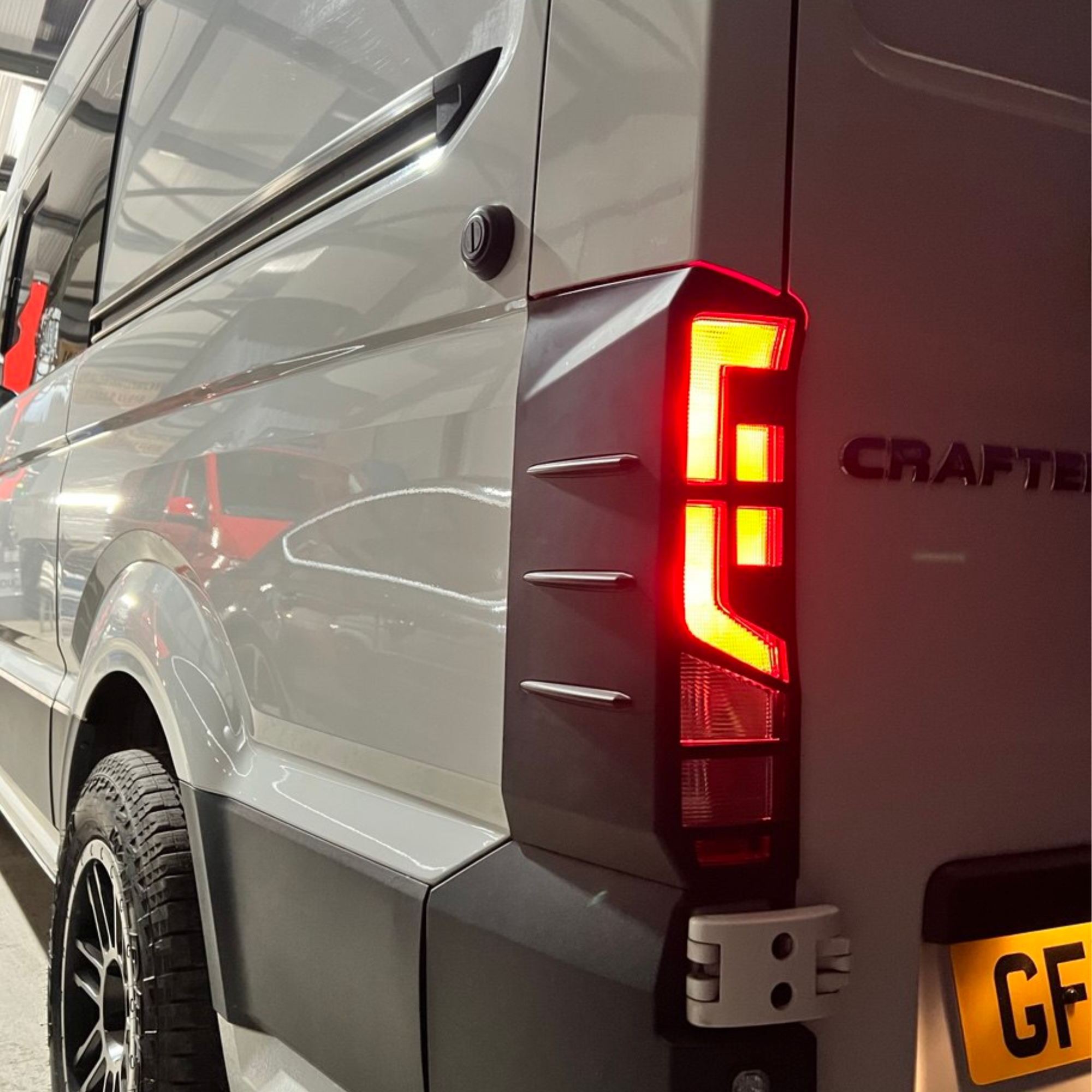 For VW Crafter Rear Light Guards - Hammerite Ultimate Matte Black (2018 Onwards)