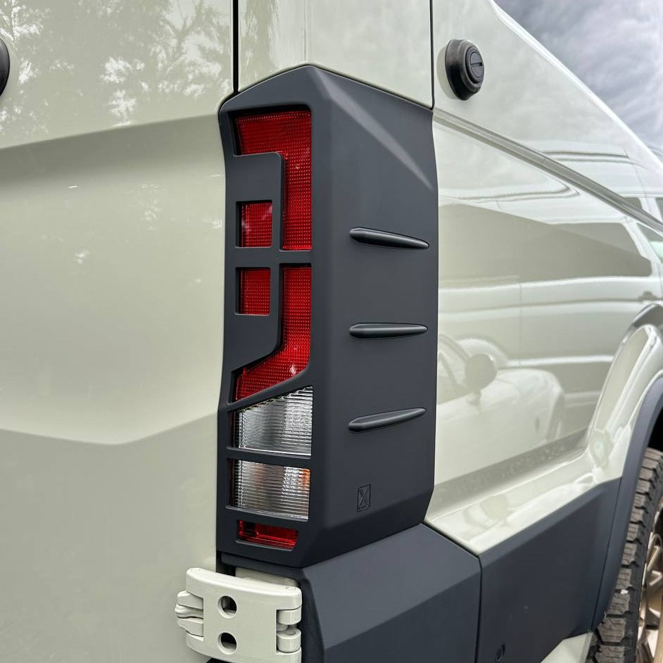 For VW Crafter Rear Light Guards - Hammerite Ultimate Matte Black (2018 Onwards)