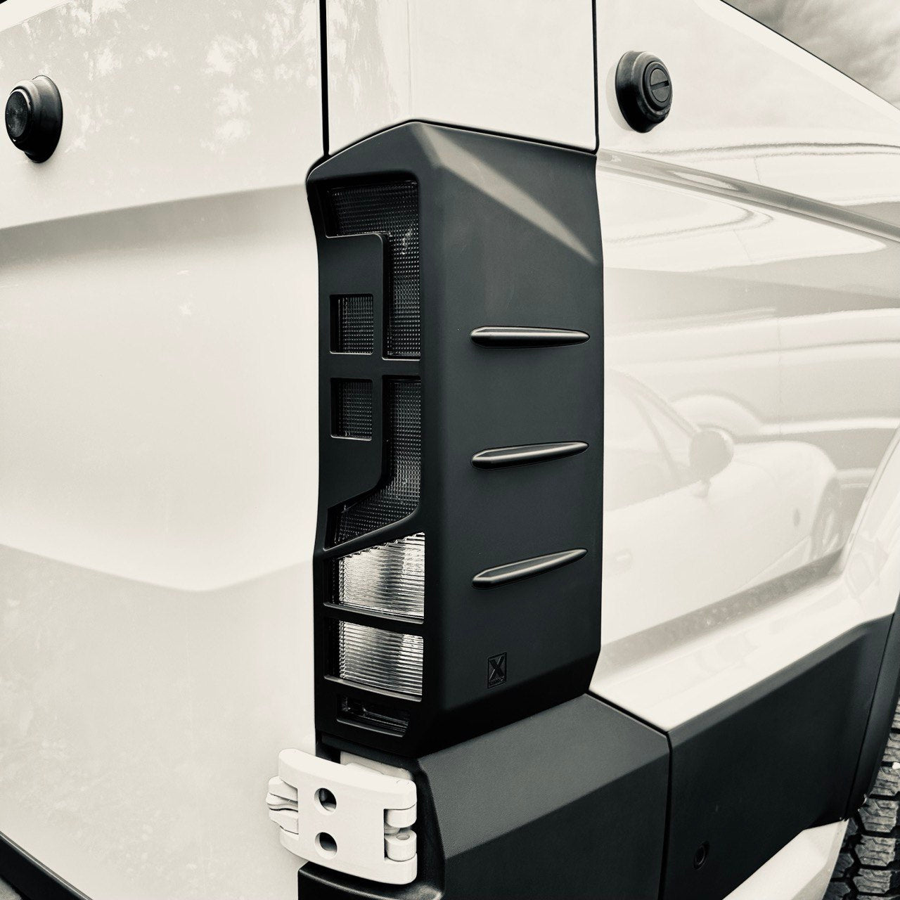 For VW Crafter Rear Light Guards - Hammerite Ultimate Matte Black (2018 Onwards)