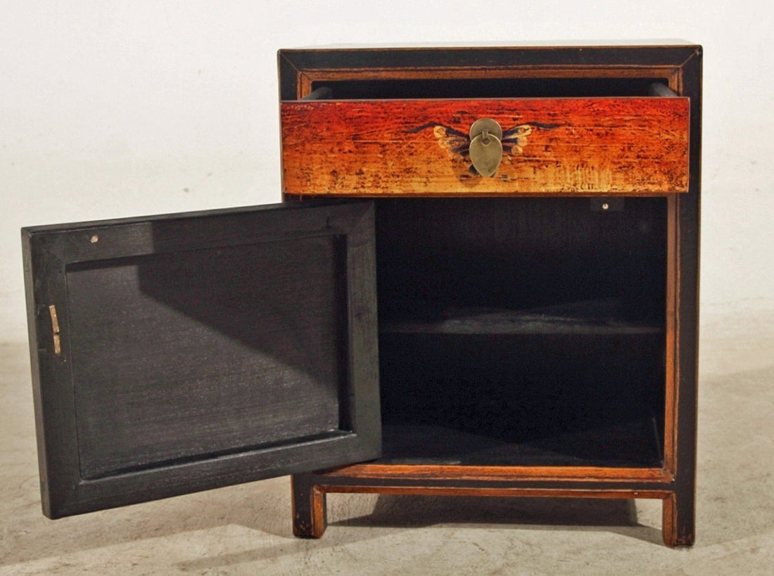 Vintage Asia Chinese Nightstand "Fire" - Art. 35191-2