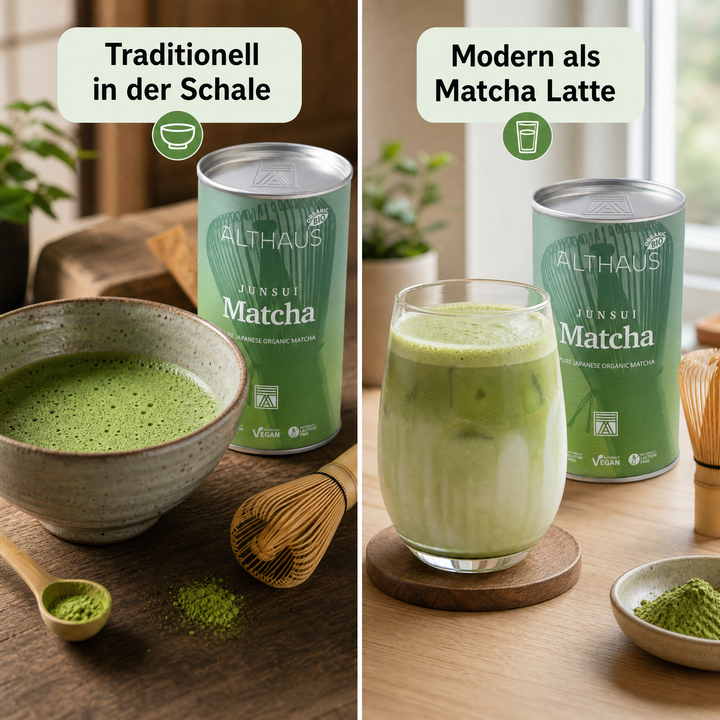 ALTHAUS Junsui Matcha – Japanisches Matcha Pulver, Top-Qualität, reiner japanischer Matcha-Tee, fein gemahlen, leuchtend grün, 150 g in der Dose, vegan, glutenfrei, laktosefrei