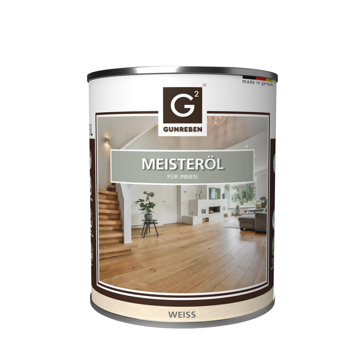 G² Meisteröl Weiß - 2,5L - hochwertiges Holzöl | schmutzabweisend & strapazierfähig | für Parkett, Dielen & Möbel